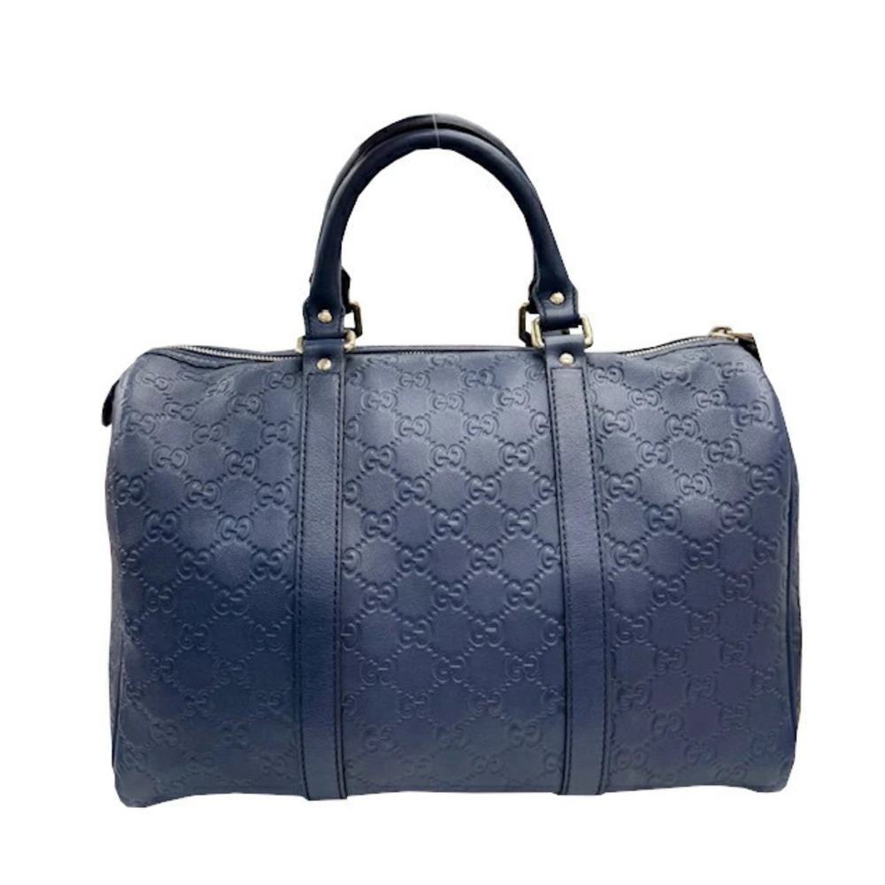 GUCCI Guccissima Boston Bag Handbag Navy Blue